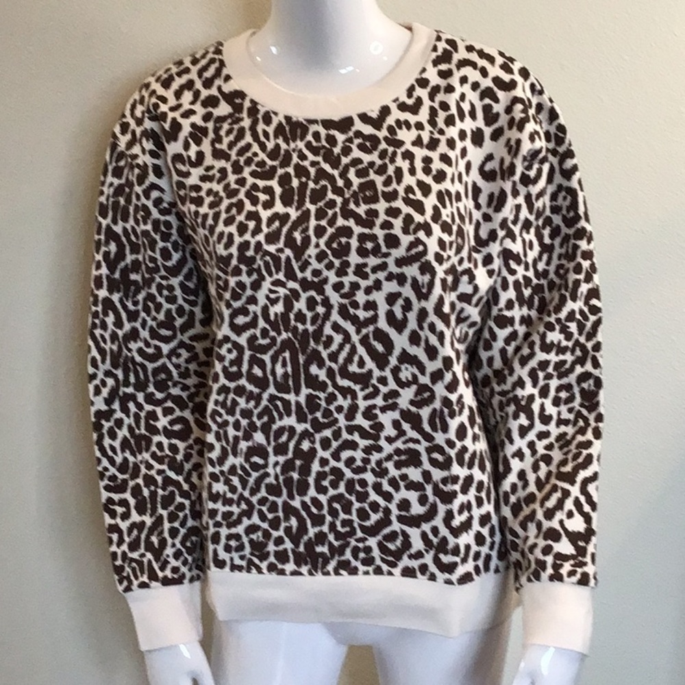 J.Crew Vintage Fleece Leopard Print Crewneck Sweater size L